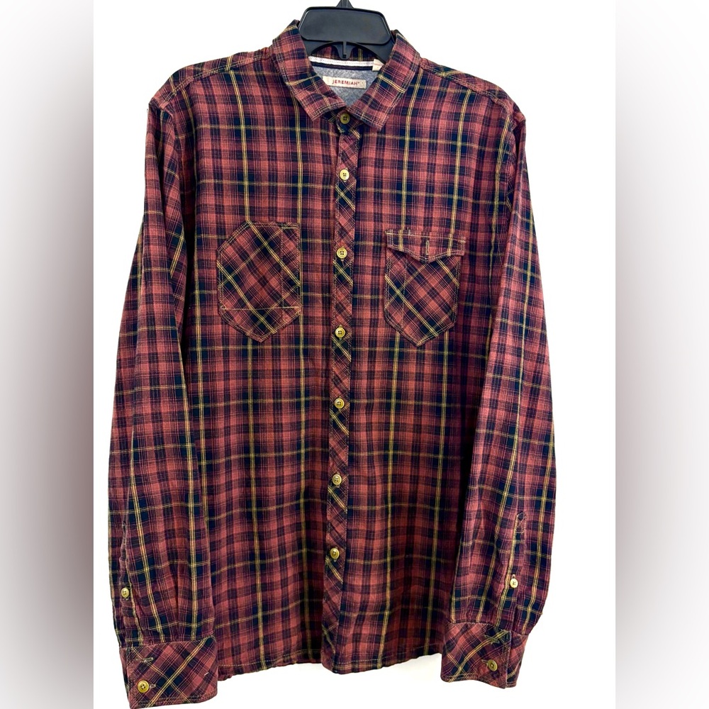Vintage Jeremiah Plaid Shirt Men's Large Cotton Long Sleeve Button Down Outdoor